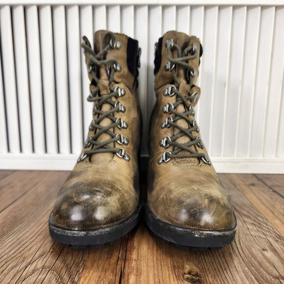 Kork-Ease Disna Women's 8 M Brown Leather Heeled Lace Up Boho Boots Ankle Combat - Picture 2 of 11